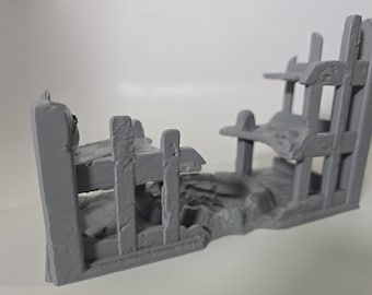 Medium Gothic Ruined Cathedral Terrain | 3D Printed Wargaming Scenery | 28–32mm Tabletop Miniature Ruins