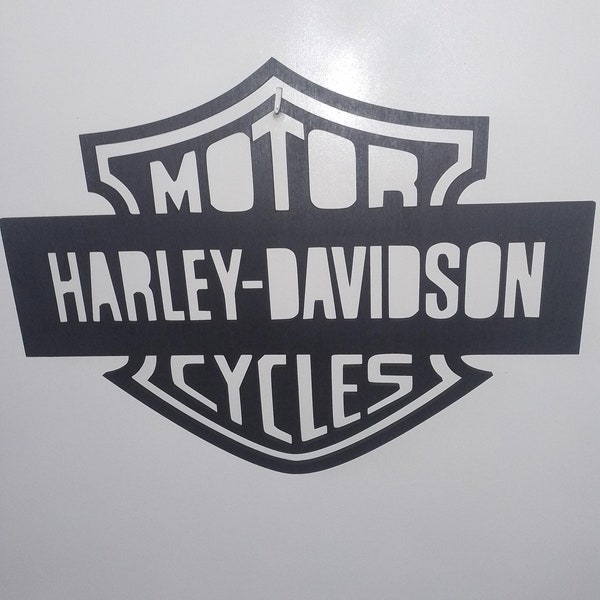 Pancarte de porte Harley Davidson ou décoration murale objet découpe laser bois