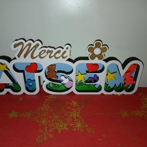 Digitale Datei Danke Atsem mehrschichtige Laserschnitt Holzbuchstaben originelles Geschenk
