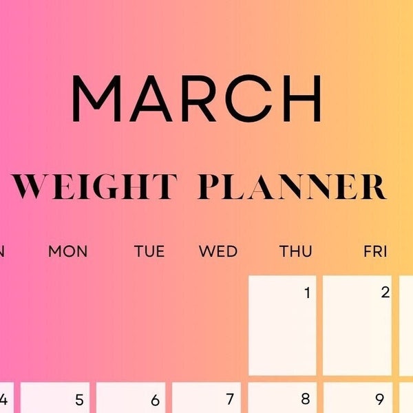 Weight Planner March 2024 | Weight Control Calendar for Every Day of March | Motivation for Weightloss Journey | Bestprice for Weightcontrol