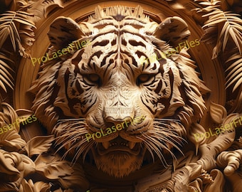 Arquivo de gravação a laser Tiger | Ilusão 3D | Queima de Laser PNG | Projeto para laser | Arquivo Digital
