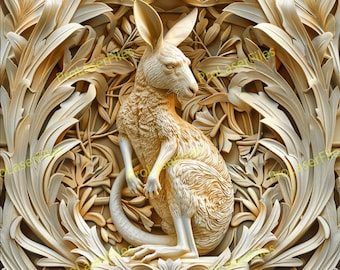 Archivo de grabado láser canguro / Ilusión 3D / Grabación láser PNG / Diseño para láser / Archivo digital
