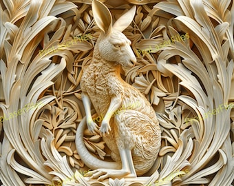 Kangaroo Laser Engrave File | 3D Illusion | Laser Burn PNG | Design For Laser | Digital File