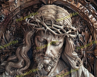 Archivo de grabado láser de Jesús / Ilusión 3D / Grabación láser PNG / Diseño para láser / Archivo digital