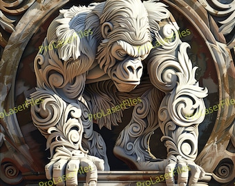 Fichier de gravure laser Gorilla | illusion 3D | Gravure laser PNG | Conception pour laser | Fichier numérique