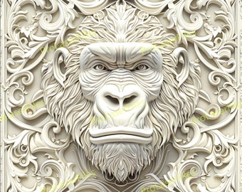 Fichier de gravure laser Gorilla | illusion 3D | Gravure laser PNG | Conception pour laser | Fichier numérique