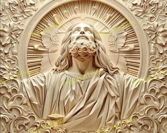 Archivo de grabado láser de Jesús / Ilusión 3D / Grabación láser PNG / Diseño para láser / Archivo digital