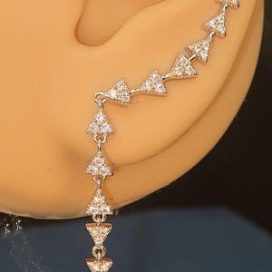 Climber Earrings | Sterling Silver | Gold Vermeil | Drop dangle ear climber gold long crawler cuff earrings bezel-set diamond sapphire