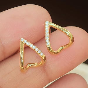 Gold Round Moissanite Diamond cz Drop Huggie Earrings, 925 Silver Dangle Earrings, Huggie Hoop Earrings With Diamond Drop, Anniversary Gift