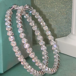 CZ Sterling Silber Creolen: 2 Zoll Bold Statement Creolen