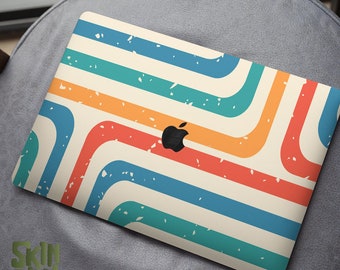 Retro Groove MacBook Skin - Vintage esthetische laptopsticker, beschermende vinylstickerhoes
