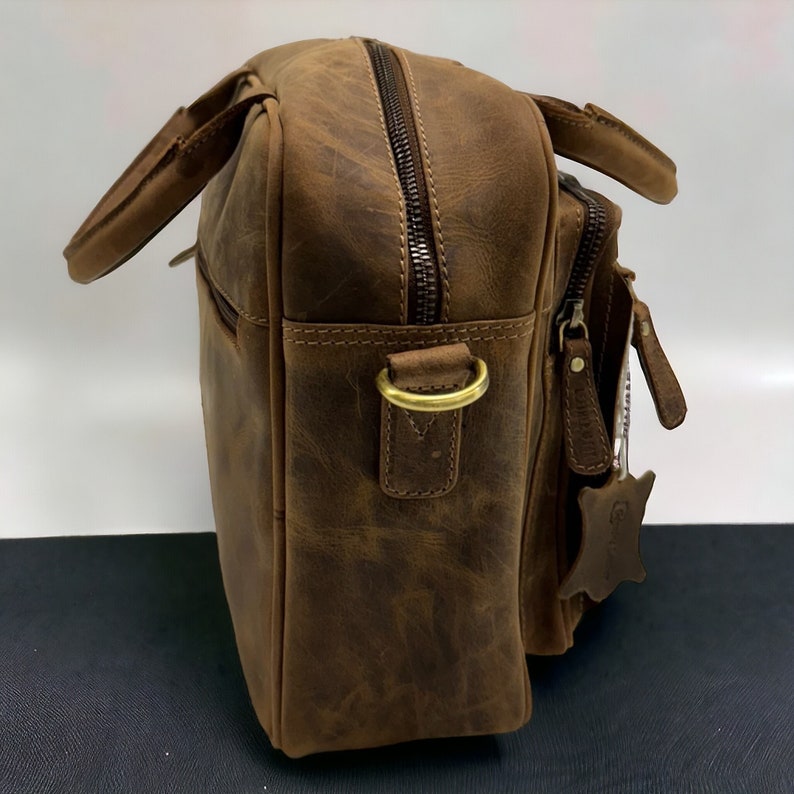 Premium Leder Umhängetasche Büffel Leder tasche Laptop Tasche Aktentasche Reisetasche Bild 8