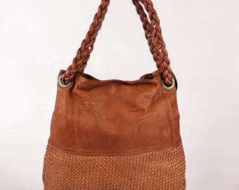 Woven Leather Hobo Bag – Crossbody Tote Bag, Shoulder Bag, Large Leather Handbag for Women, Soft Real Leather, Gift for Her