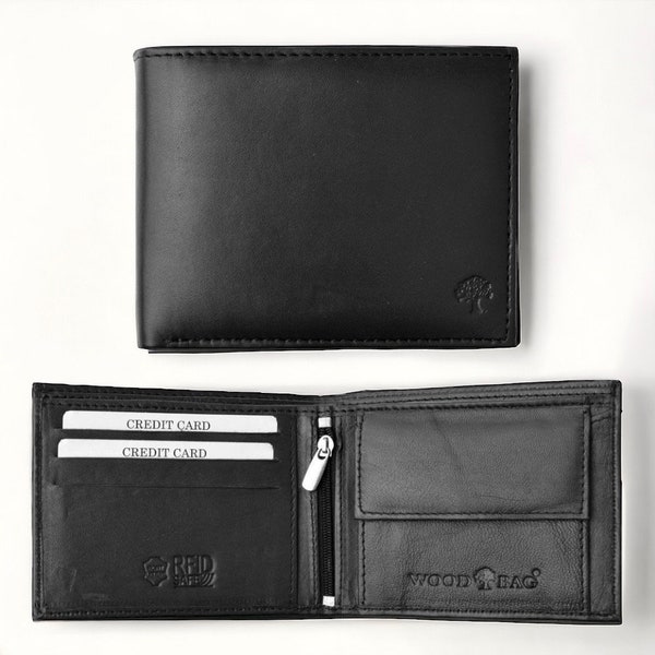 Leder Geldbörse | Portemonnaie | RFID-Schutz | Brieftasche | Geldbeutel mit Kartenfächer | Farbauswahl | Modell 2