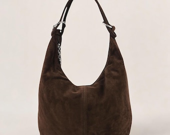 Suede Shoulder Bag – Large Suede Shopper Tote, Slouchy Hobo Bag, Soft Suede Handbag, Gift for Her, Everyday Bag, Minimalist