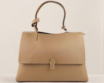 Middelgrote leren handtas voor dames – echte leren schoudertas, elegante werkportemonnee, alledaagse draagtas, cadeau voor haar
