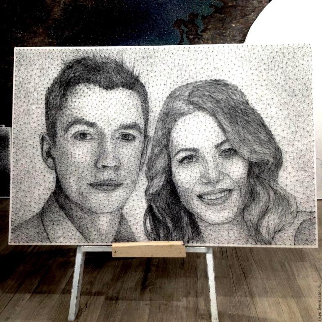Custom String Art Portrait From Photo, Drawing Portrait With String and ...