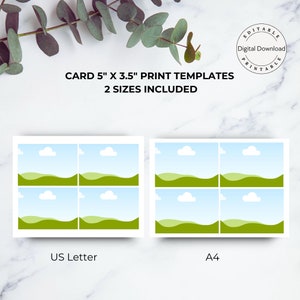 Tarjeta 5 x 3,5 pulgadas, Guía de impresión de invitaciones, Guía de impresión de invitaciones, Carta de EE. UU., A4, Descarga instantánea, Plantilla, Editable, Múltiples por página