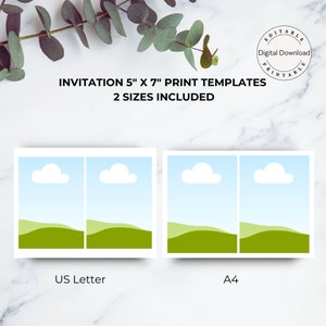Invitación 5x7 in, Guía de impresión de invitaciones, Guía de impresión de invitaciones, Carta de EE. UU., A4, Descarga instantánea, Plantilla, Editable, Múltiples por página