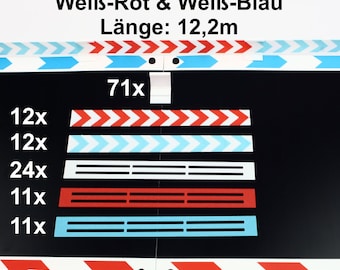 12,20m Leitplanke und Zaun für Carrera Hybrid - Weiß Rot Blau