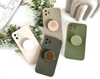 Coque pour iPhone en silicone souple de couleur pastel avec support pour sangle, coque de téléphone personnalisée 11 12 13 14 15 Pro Max Mini-iPhone 7 Coque minimaliste