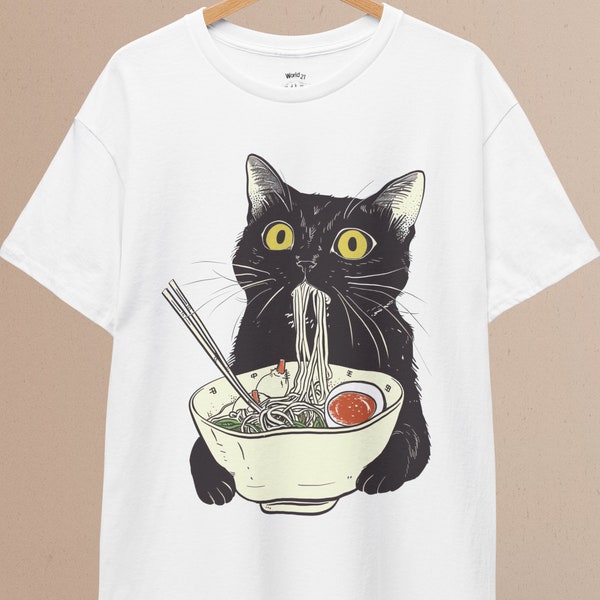 Ramen Cat T-Shirt | Cat Lover Gift, Kawaii Shirt, Alt Clothing, Anime Cat T-Shirt, Japanese Shirt, Foodies Shirt, Ramen Lover, Kitty Tee