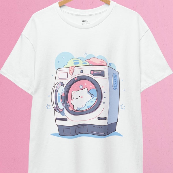 Kawaii Katzenmaschine T-Shirt | Pastell Goth, süßes Katzenshirt, lustiges Katzenshirt, Geschenke für Katzenliebhaber, japanische Harajuku-Mode, Kawaii-Kleidung