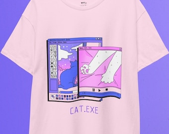 Camiseta de gato kawaii: ropa de anime vaporwave de estilo gótico pastel