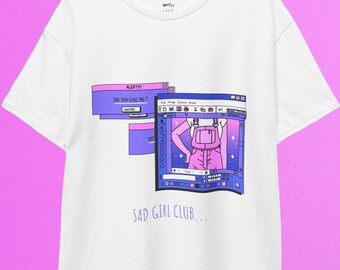 Kawaii Trauriges Mädchen T-Shirt: Pastel Goth Steamwave Anime Y2K