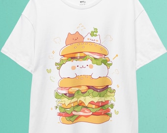Cute Cat Cheese Burger Kawaii Adorable Tshirt Cute Cat Cheese Burger Kawaii Adorable Tshirt