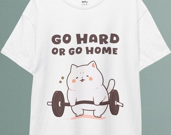 Kawaii Cat Gym T-Shirt: Funny Workout Tee, Cat Lover Gift