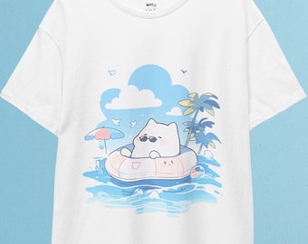 Kawaii Cat Summer T-Shirt: Harajuku Vacation Shirt