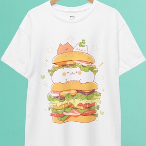 Cute Cat Cheese Burger Kawaii Adorable Tshirt Cute Cat Cheese Burger Kawaii Adorable Tshirt