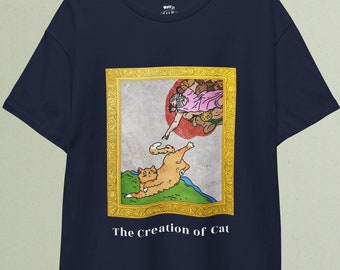 Lustiges Katzen-T-Shirt: Die Erschaffung Adams