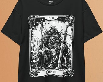 Camiseta de la Carta del Tarot de la MUERTE / Camiseta de la Muerte, Camiseta de Esqueleto, Ropa de Brujería, Ropa Oculta, Camiseta Gótica Alternativa, Camiseta de Tarot, Ropa Grunge