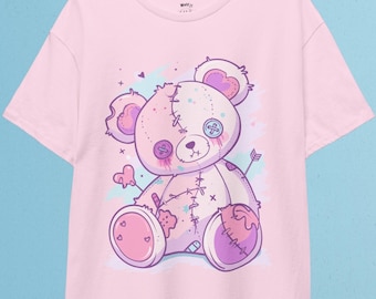 T-shirt pastelkleurige gotische teddybeer | Yami Kawaii-kleding
