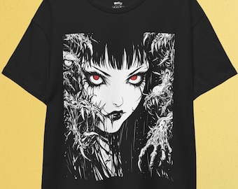 Horror Anime Girl T-Shirt: Gothic Manga Style