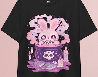 Pastel Goth Witchy Rabbit T-Shirt | Pastel Goth, Kawaii Clothes, Yami Kawaii, Harajuku Clothing, Kawaii Goth, Creepy Cute Shirt, Witchy Tee
