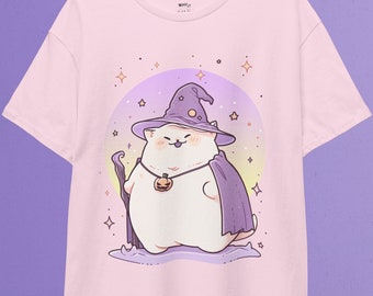 Kawaii T-shirt Witchy Cat: pastel Goth Harajuku-mode