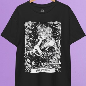 皇后タロットカード T シャツ | タロット シャツ、大アルカナ、皇后シャツ、魔女の服、オカルト服、ソフト ゴス、グランジ服