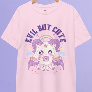 Kawaii Baphomet-T-shirt | Pastel goth, kawaii kleding, schattig baphomet-shirt, griezelig schattig shirt, hekserij, satanische kleding, harajuku-kleding