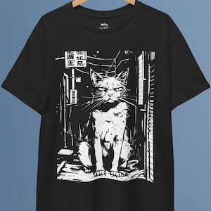 Edgy Cat T-Shirt | Cat T-Shirt, Weirdcore, Edgy Clothes, Dark Aesthetic, Animal Lover Shirt, Grunge Clothing, Alt Clothing, Trippy Shirt, S to 5XL, Plus Size Clothing, Unisex Shirt, Graphic T-shirts, Gift For Her, Gift For Him, E Girl Clothing