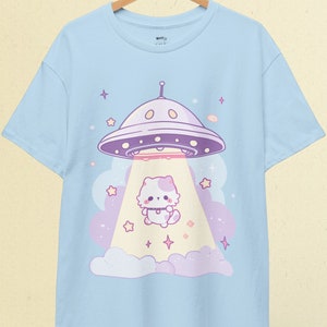 UFO Cat T-Shirt | Pastel Goth, Kawaii Cat Shirt, UFO Shirt, Kawaii Clothes, Harajuku Clothing, Kawaii Goth, Funny Cat Shirt, Cat Lover Gifts, S to 5XL, Plus Size Clothing, Unisex Shirt, Graphic T-shirts, Gift For Her, Gift For Him, E Girl Clothing