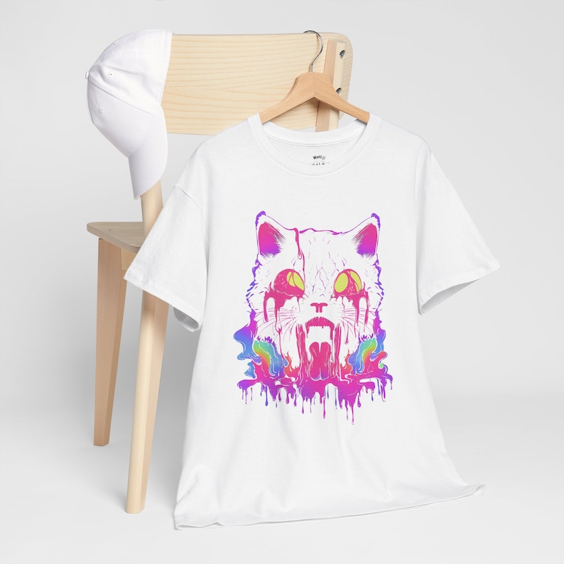 Trippy Cat T-Shirt |  Trippy Shirt, Vaporwave, Rave Gear Shirt, Psychedelic, Weirdcore Shirt, Neon Aesthetic, Alt Clothing, Grunge Clothes, S to 5XL, Plus Size Clothing, Unisex Shirt, Graphic T-shirts, Gift For Her, Gift For Him, E Girl Clothing