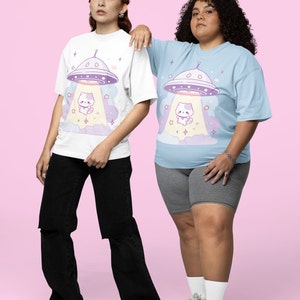 UFO Cat T-Shirt | Pastel Goth, Kawaii Cat Shirt, UFO Shirt, Kawaii Clothes, Harajuku Clothing, Kawaii Goth, Funny Cat Shirt, Cat Lover Gifts, S to 5XL, Plus Size Clothing, Unisex Shirt, Graphic T-shirts, Gift For Her, Gift For Him, E Girl Clothing