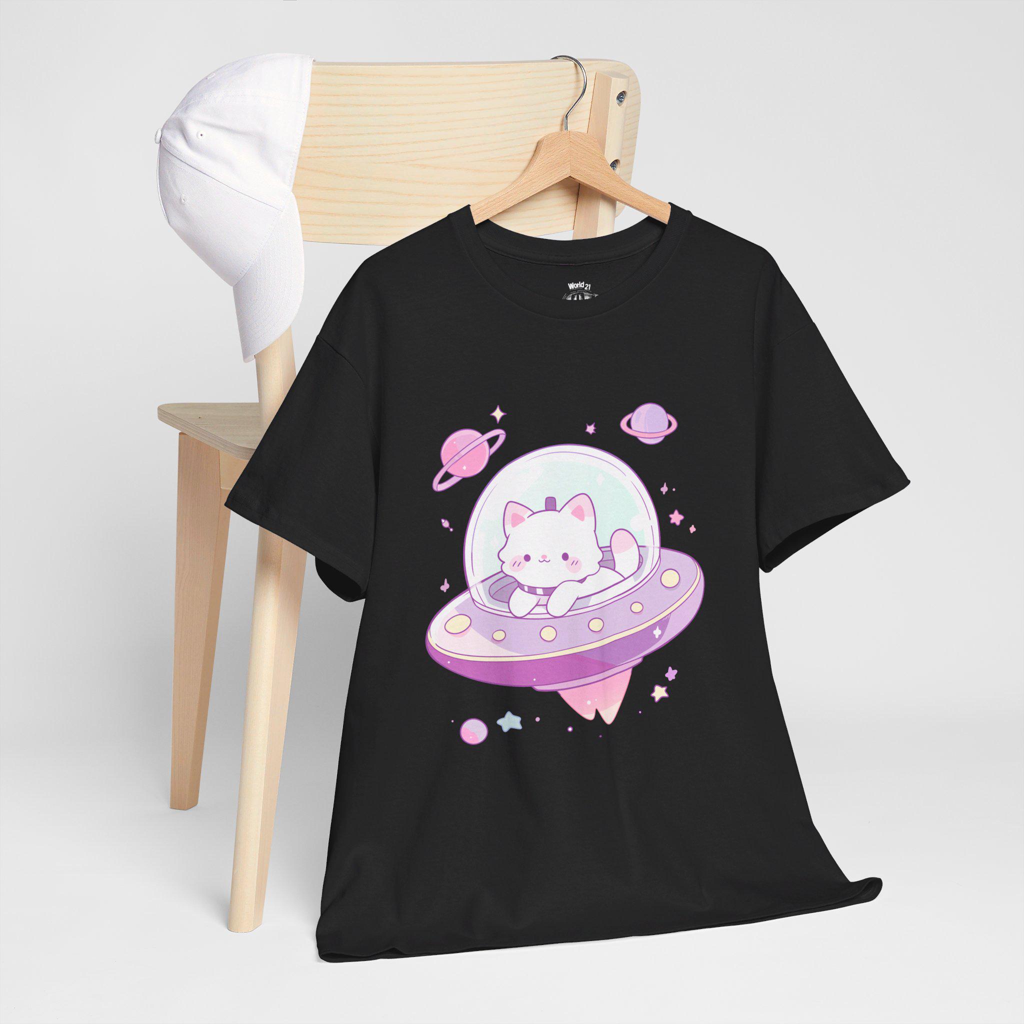 ★AWESOMEUS★ FLYING CAT PIGMENT TSHIRT 2COLOR Galaxy Cat All Over Adult T-Shirt - Small | Amazon.com