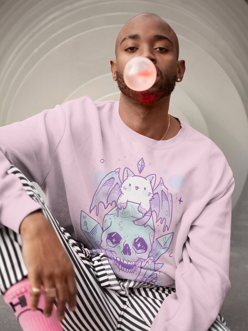 Skull Wizzard Cat Pastel Goth Hoodie