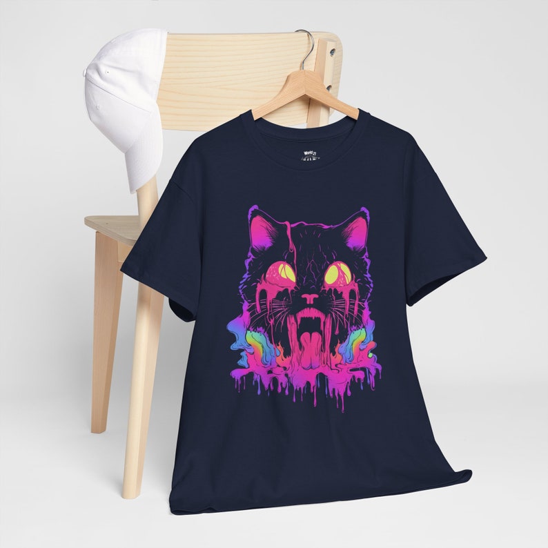 Trippy Cat T-Shirt |  Trippy Shirt, Vaporwave, Rave Gear Shirt, Psychedelic, Weirdcore Shirt, Neon Aesthetic, Alt Clothing, Grunge Clothes, S to 5XL, Plus Size Clothing, Unisex Shirt, Graphic T-shirts, Gift For Her, Gift For Him, E Girl Clothing