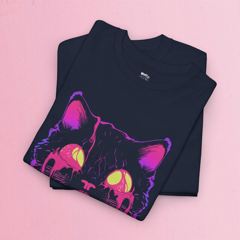 Trippy Cat T-Shirt |  Trippy Shirt, Vaporwave, Rave Gear Shirt, Psychedelic, Weirdcore Shirt, Neon Aesthetic, Alt Clothing, Grunge Clothes, S to 5XL, Plus Size Clothing, Unisex Shirt, Graphic T-shirts, Gift For Her, Gift For Him, E Girl Clothing
