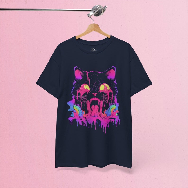 Trippy Cat T-Shirt |  Trippy Shirt, Vaporwave, Rave Gear Shirt, Psychedelic, Weirdcore Shirt, Neon Aesthetic, Alt Clothing, Grunge Clothes, S to 5XL, Plus Size Clothing, Unisex Shirt, Graphic T-shirts, Gift For Her, Gift For Him, E Girl Clothing